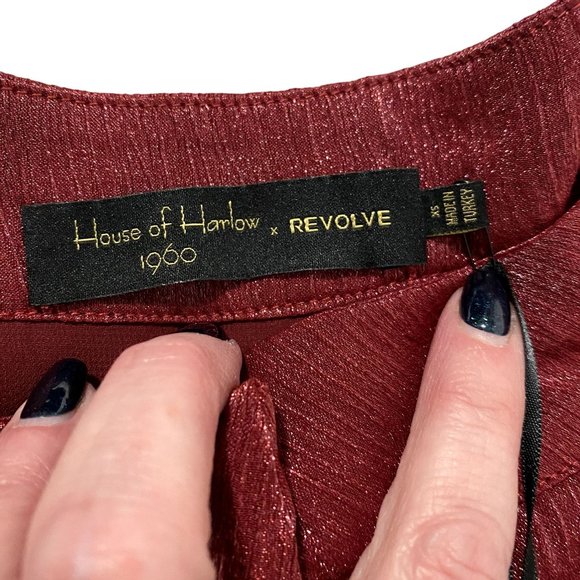House of Harlow 1960‎ x Revolve Vincent Pant in Lurex Raspberry Red Size XS NWT - Picture 9 of 10
